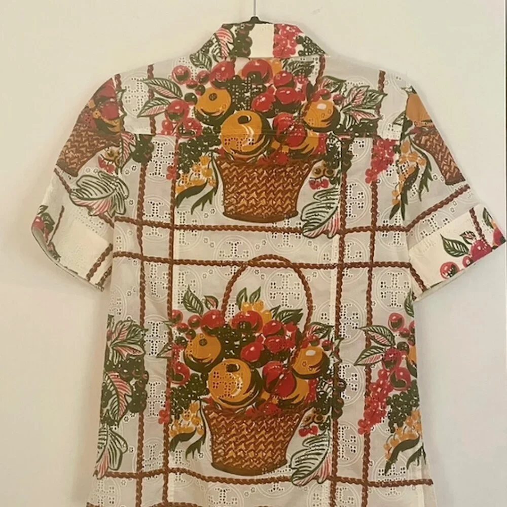 Tory Burch Printed Camp Shirt sz 0 - Picture 6 of 9
